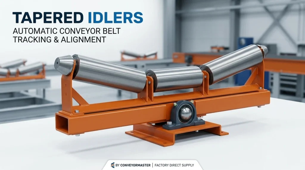Factory direct supply of Tapered Idlers and conveyor components from Conveyormaster source factory