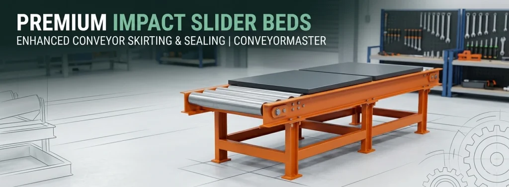 High-performance Conveyor Impact Bed for heavy-duty material handling, featuring modular design and reinforced steel frame by ConveyorMaster.