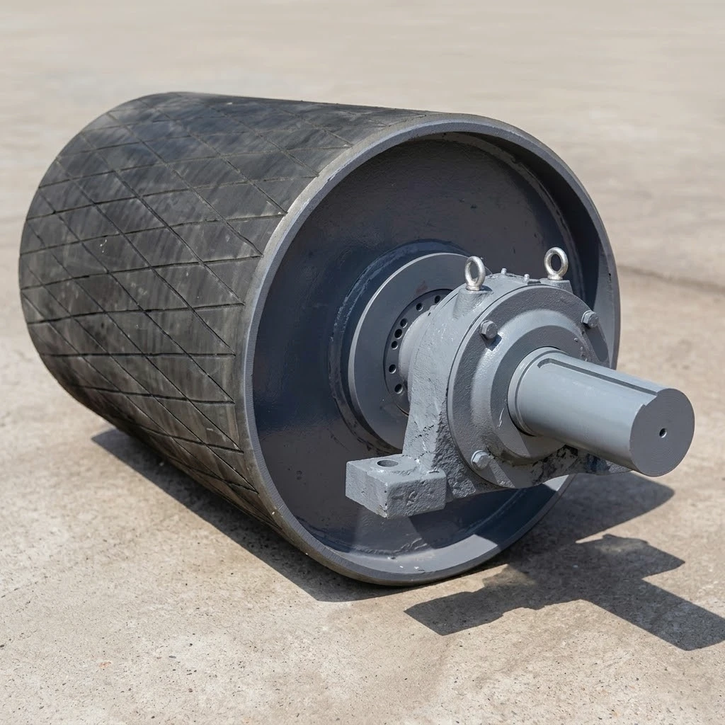 Heavy-duty Diamond Lagged Conveyor Pulley with External Bearing Housing for Industrial Mining